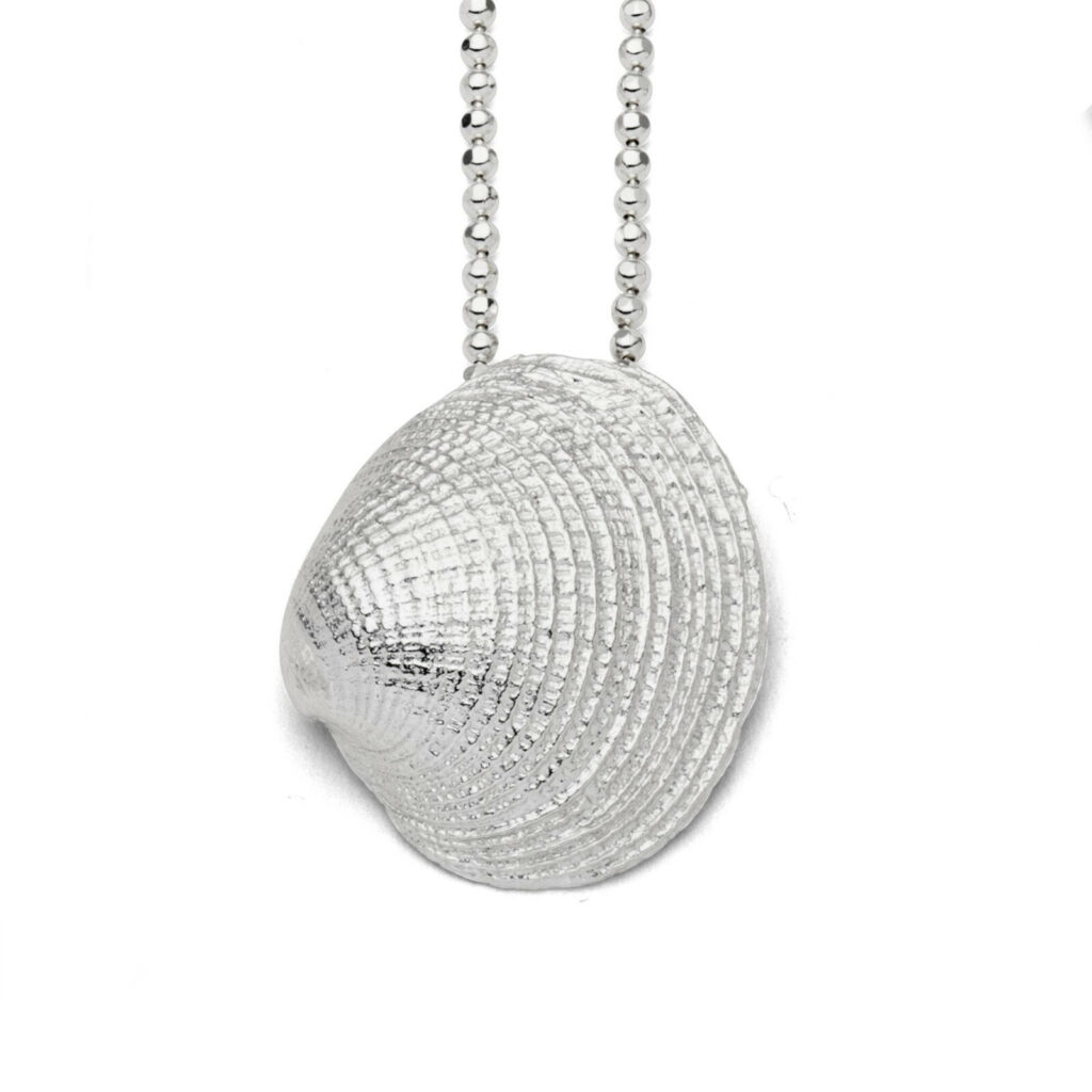 DUR Schmuck Anhänger große Herzmuschel 32mm x 35mm, Silber 925/- (P3042)