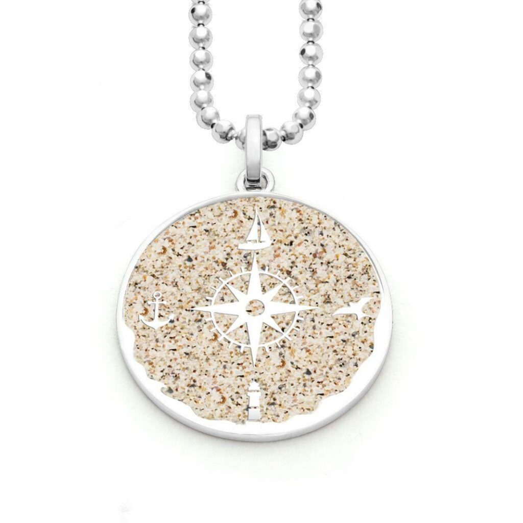 DUR Schmuck Exclusiver Anhänger KOMPASSROSE Strandsand, Silber 925/-( P3164 )