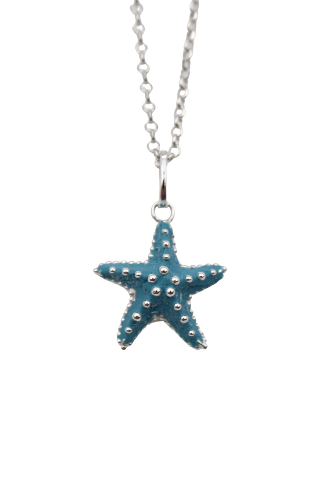 Dur Schmuck Kette SEESTERN Steinsand blau, Silber 925/- rhodiniert 45cm (K2830) – Bild 1