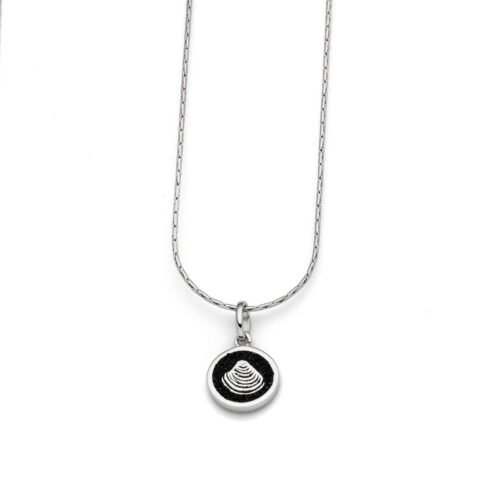 DUR Schmuck Kette VENUS Muschel, Lavasand, Silber 925/- rhod. 42cm (K2386)