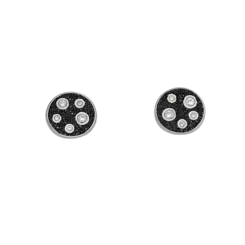 DUR Ohrstecker MONACO Lavasand & Zirkonia, Silber 925/- rhodiniert (O5674)