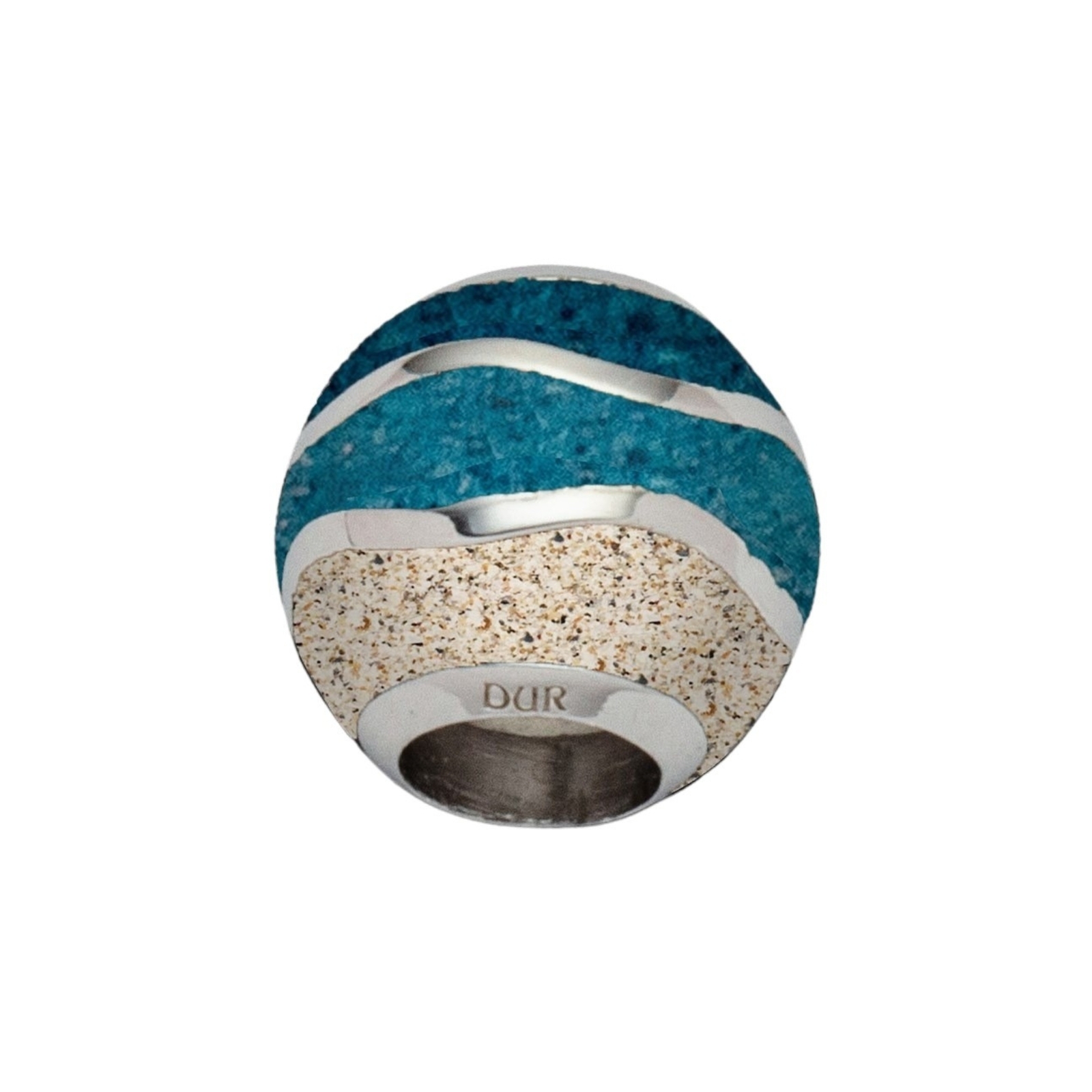 DUR Anhänger Bead WELLE blauer Steinsand/Strandsand, Silber 925/- rhod. (P4884) – Bild 1