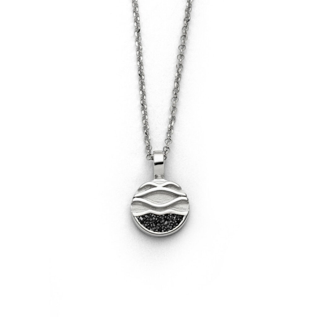 DUR Schmuck Kette STRANDWELLEN 2.0, Lavasand, Silber 925/- rhod. 42cm (K2683)