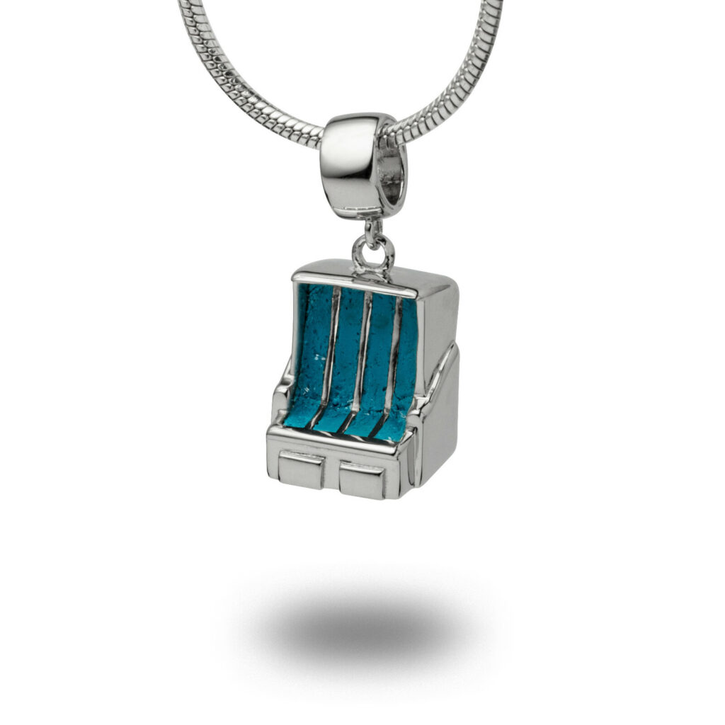 DUR Schmuck Anhänger STRANDKORB Steinsand blau, Silber 925/- rhodiniert (P3999)