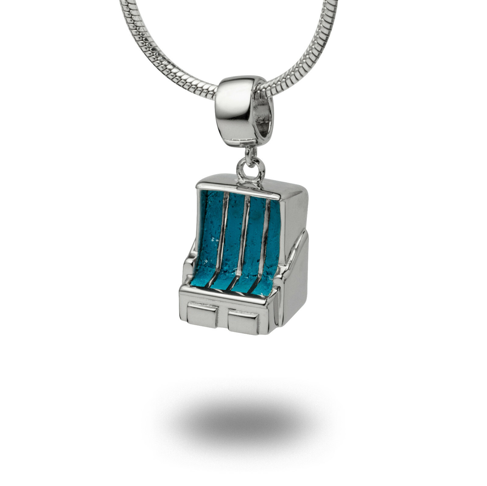 DUR Schmuck Anhänger STRANDKORB Steinsand blau, Silber 925/- rhodiniert (P3999) – Bild 1