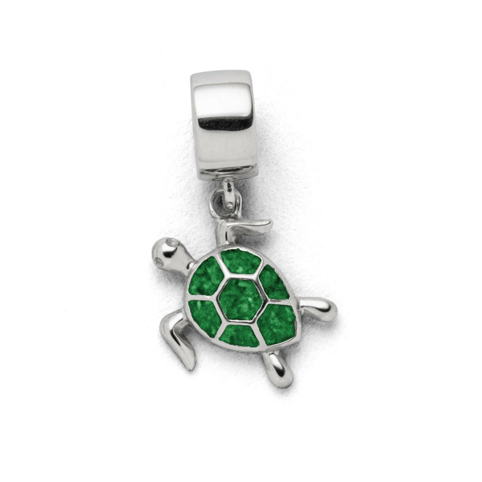 DUR Schmuck Charm TURTLE Steinsand grün, Silber 925/- rhodiniert (F290) – Bild 1