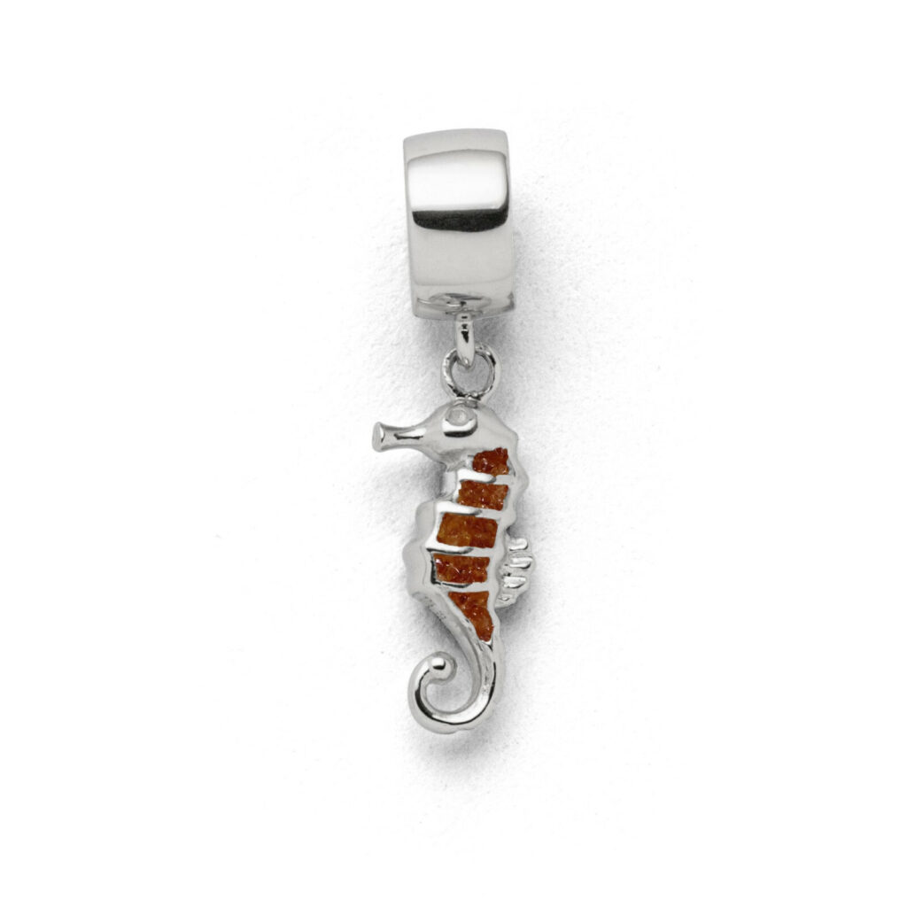 DUR Schmuck Charm SEEPFERD, Bernsteinsand, Silber 925/- rhodiniert (F280)
