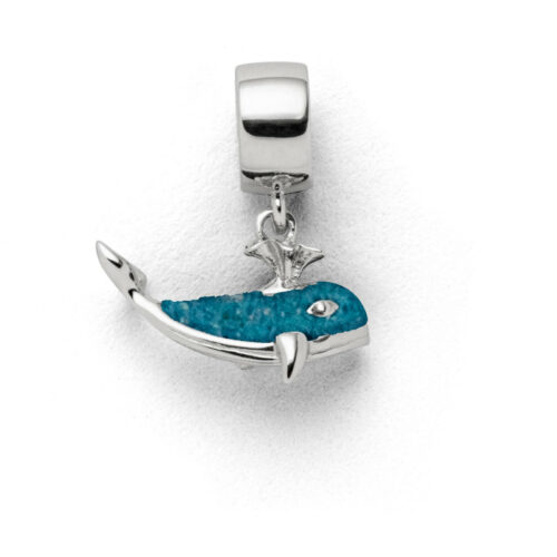 DUR Schmuck Charm WALFISCH Steinsand blau, Silber 925/- rhodiniert (F284)