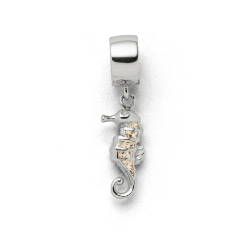 DUR Schmuck Charm SEEPFERD, Strandsand, Silber 925/- rhodiniert (F278)