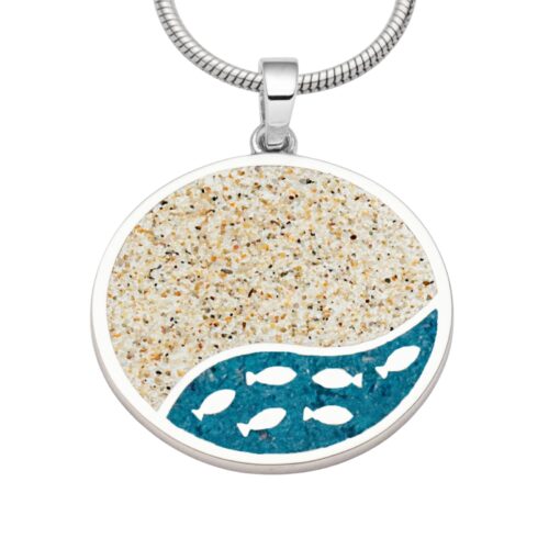 DUR Anhänger FISCHSCHWARM 25mm Strandsand, Steinsand, Silber 925/- rhod (P4853)