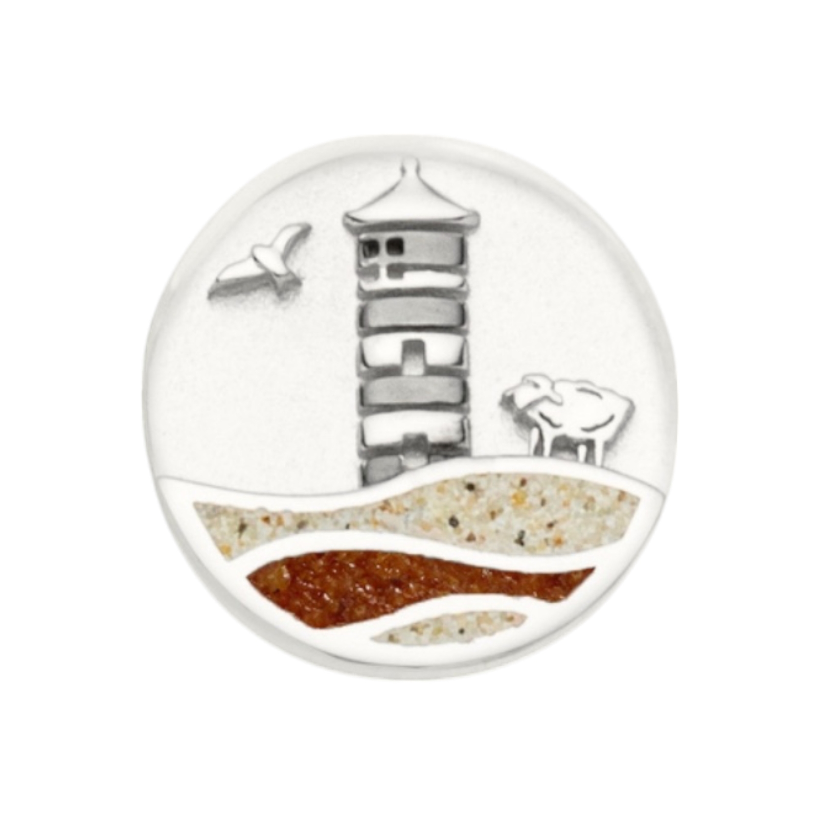 DUR Element PILSUMER LEUCHTTURM Strandsand / Bernstein, Silber 925/- rhod. F409 – Bild 1