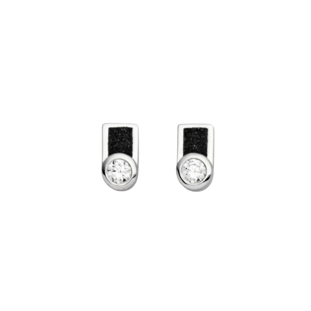 DUR Schmuck Ohrstecker VENUS Lavasand, Zirkonia, Silber 925/-rhod. (O5243)