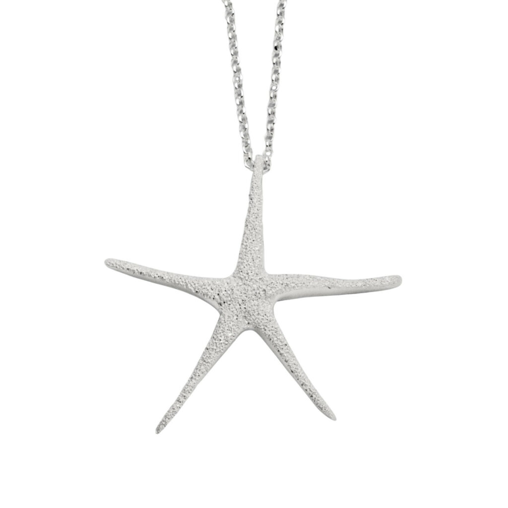 DUR Schmuck Damen Kette SEESTERN gefrostet Silber 925/- 45cm (K2707)
