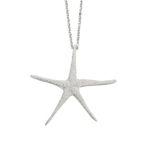 DUR Schmuck Damen Kette SEESTERN gefrostet Silber 925/- 45cm (K2707)