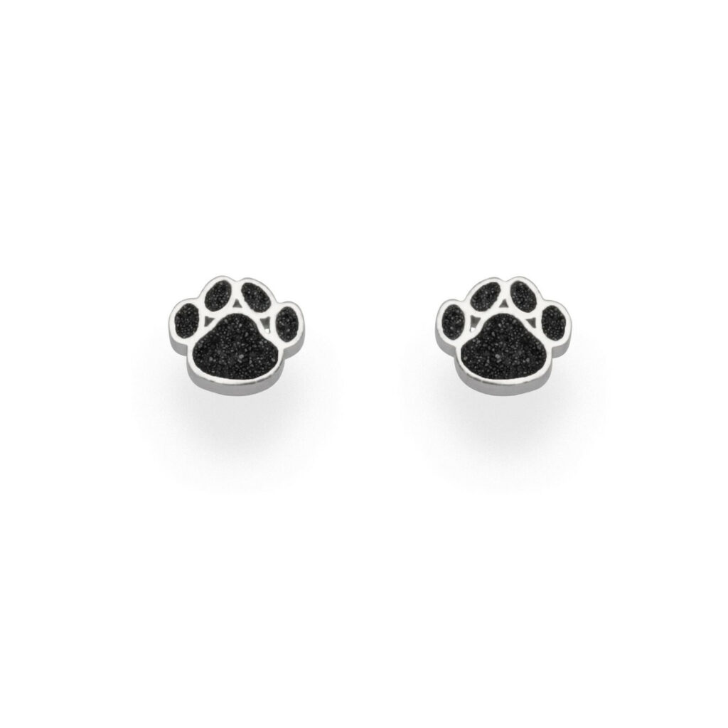 DUR Schmuck Ohrstecker HUNDE PFOTE Lavasand, Silber 925/- rhodiniert (O5239)