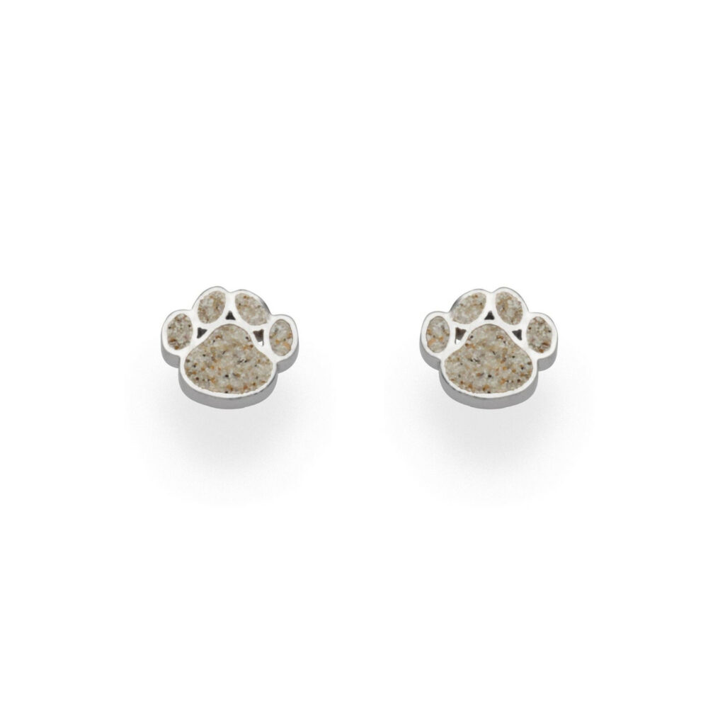 DUR Schmuck Strandsand Ohrstecker HUNDE PFOTE Silber 925/- rhodiniert (O5238)
