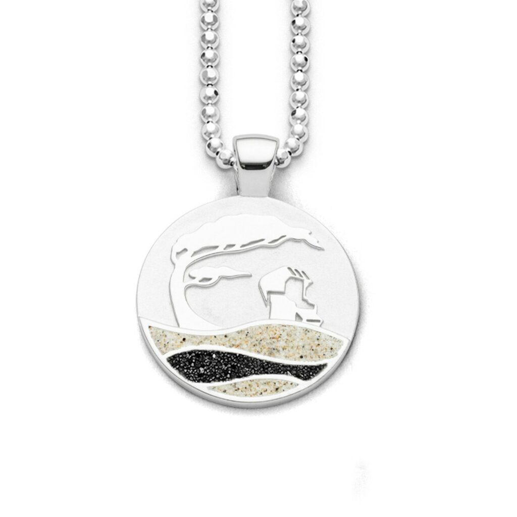 DUR Schmuck Anhänger Strandwellen "Küste" Strandsand/Lavasand Silber 925/- rhodiniert (P3963)