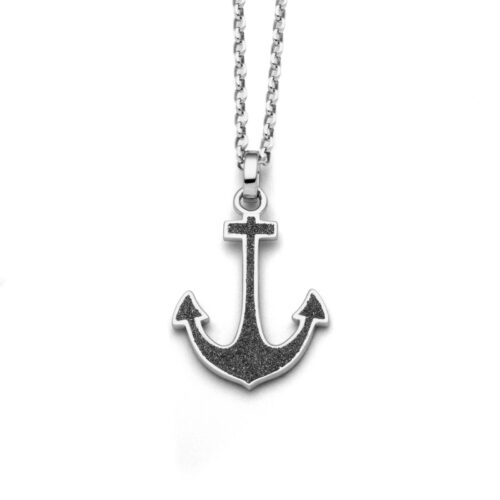 Dur Schmuck Anhänger'Anker/Lavasand' Silber 925/- rhodiniert (P3154)