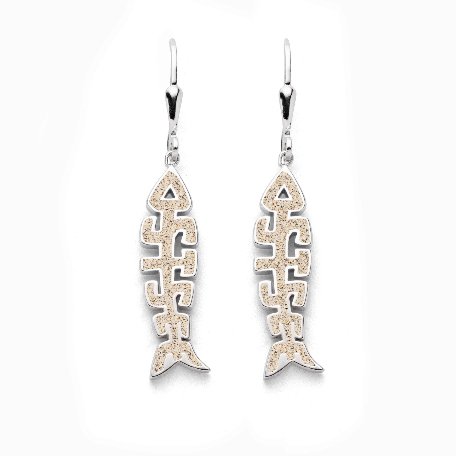 DUR Schmuck Ohrhänger Fischgräte OSTSEE Strandsand, Silber 925/- rhod. (O5469) – Bild 1