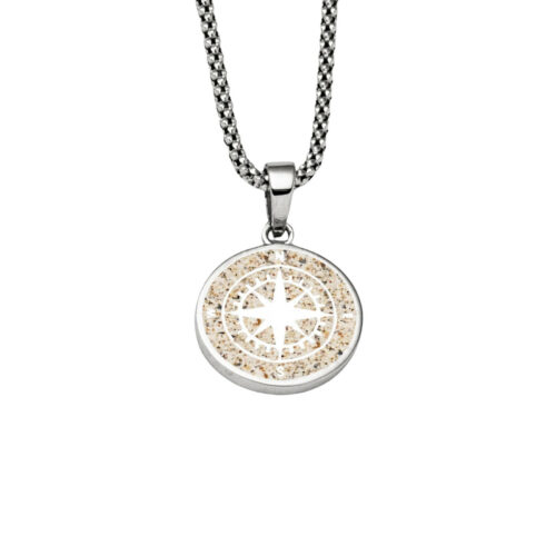 DUR Schmuck Anhänger KOMPASS 2,0 Strandsand, Silber 925/- rhodiniert (P4050)