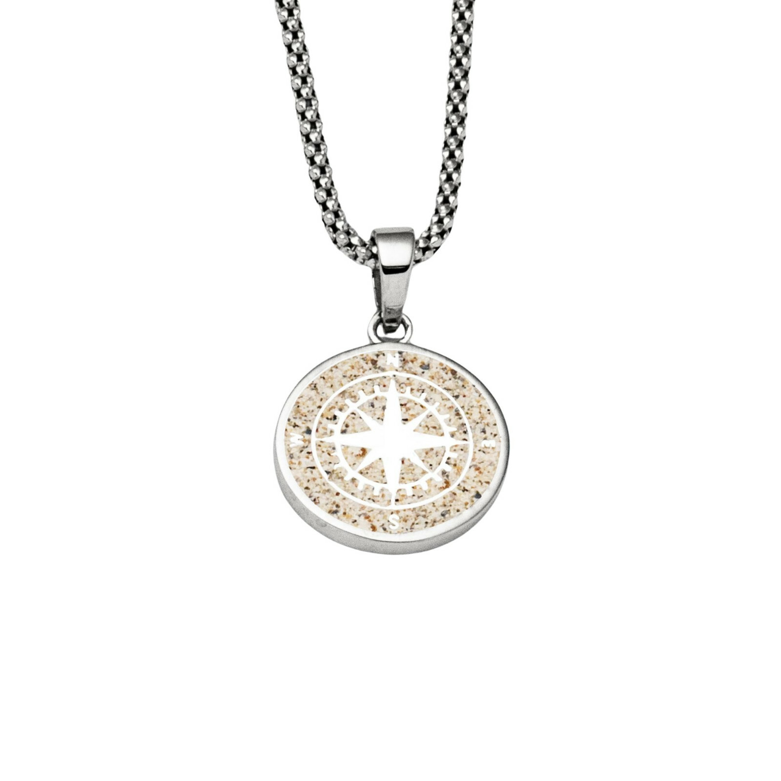 DUR Schmuck Anhänger KOMPASS 2,0 Strandsand, Silber 925/- rhodiniert (P4050) – Bild 1