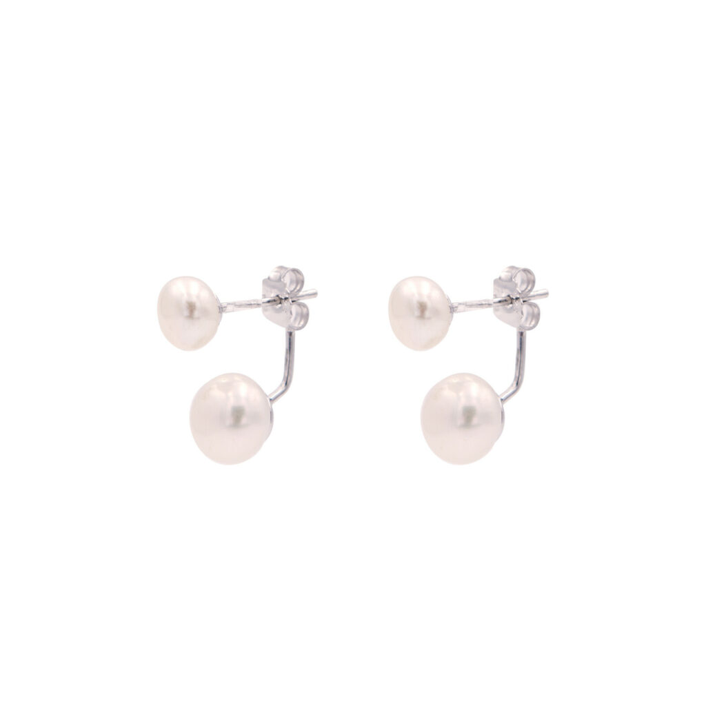 DUR Ohrstecker SÜßWASSERPERLE doppelt, Silber 925/- (S1431) 2 Größen