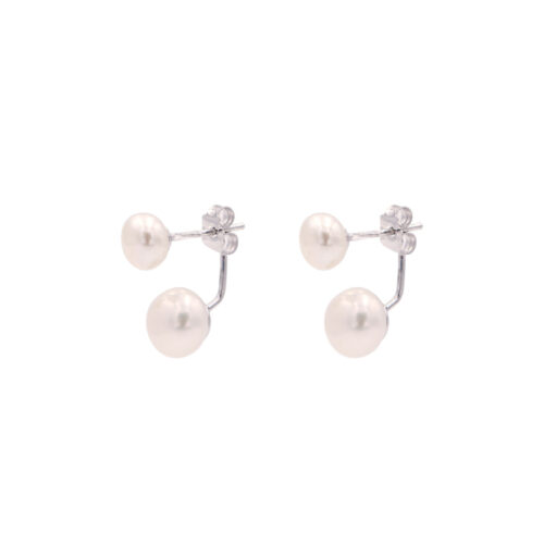 DUR Ohrstecker SÜßWASSERPERLE doppelt, Silber 925/- (S1431) 2 Größen