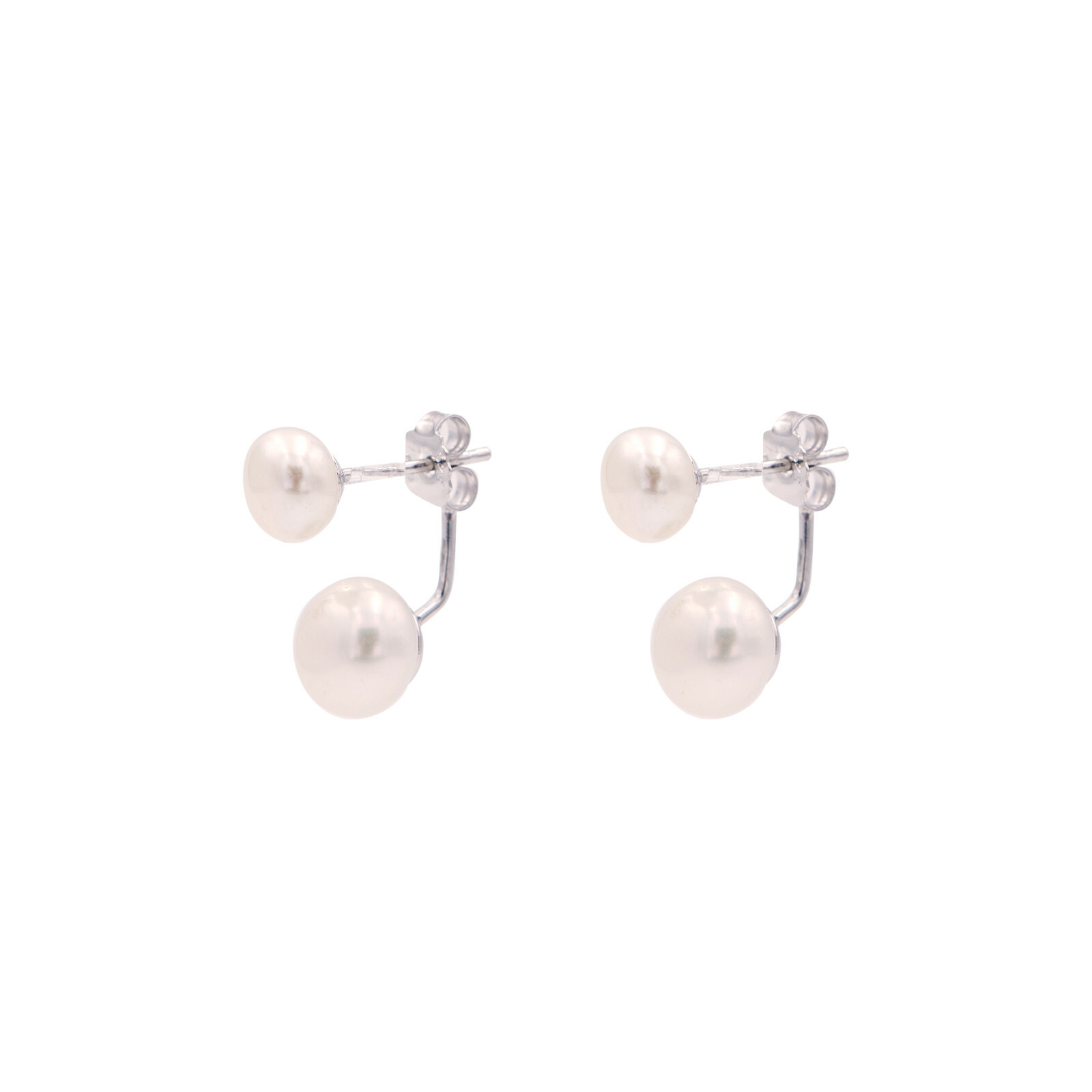 DUR Ohrstecker SÜßWASSERPERLE doppelt, Silber 925/- (S1431) 2 Größen – Bild 1