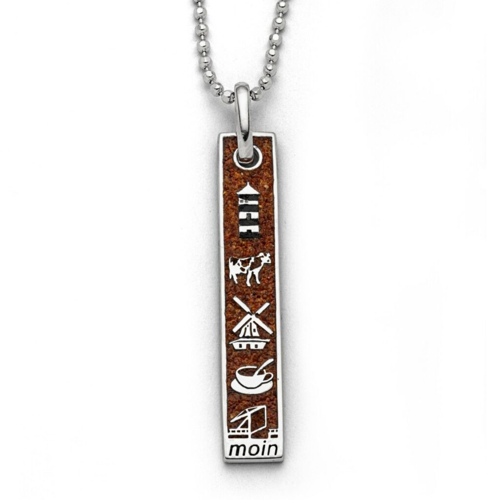 DUR Schmuck Anhänger OSTFRIESLAND Bernsteinsand Silber 925/- rhodiniert (P3938)