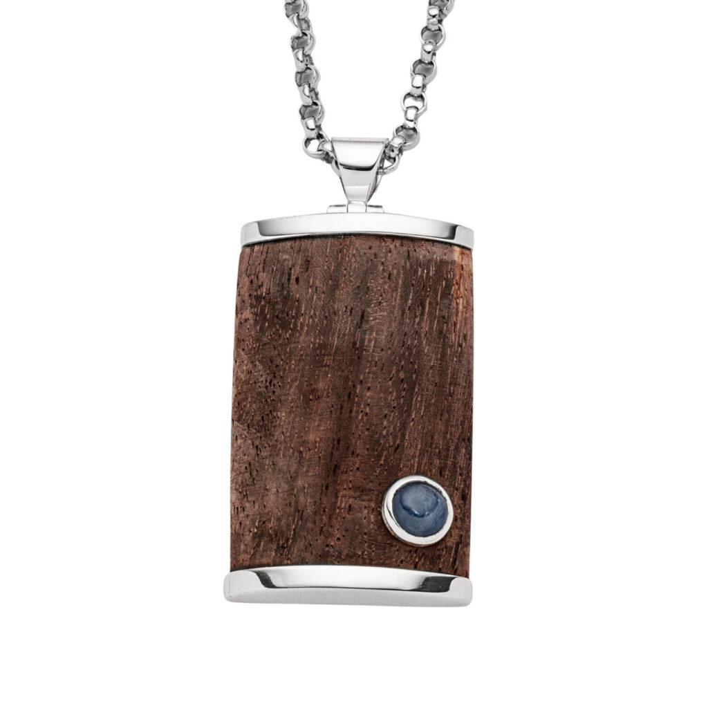 DUR Schmuck Anhänger TREIBGUT KYANIT Holz, Silber 925/- (P4009)