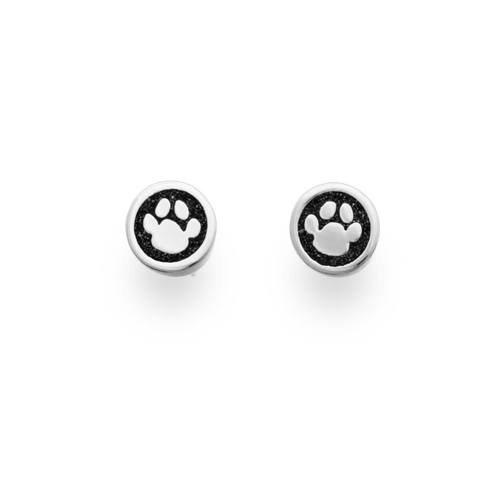 DUR Schmuck Ohrstecker LUCKY DOG Pfote Lavasand, Silber 925/- rhod. (O4836)