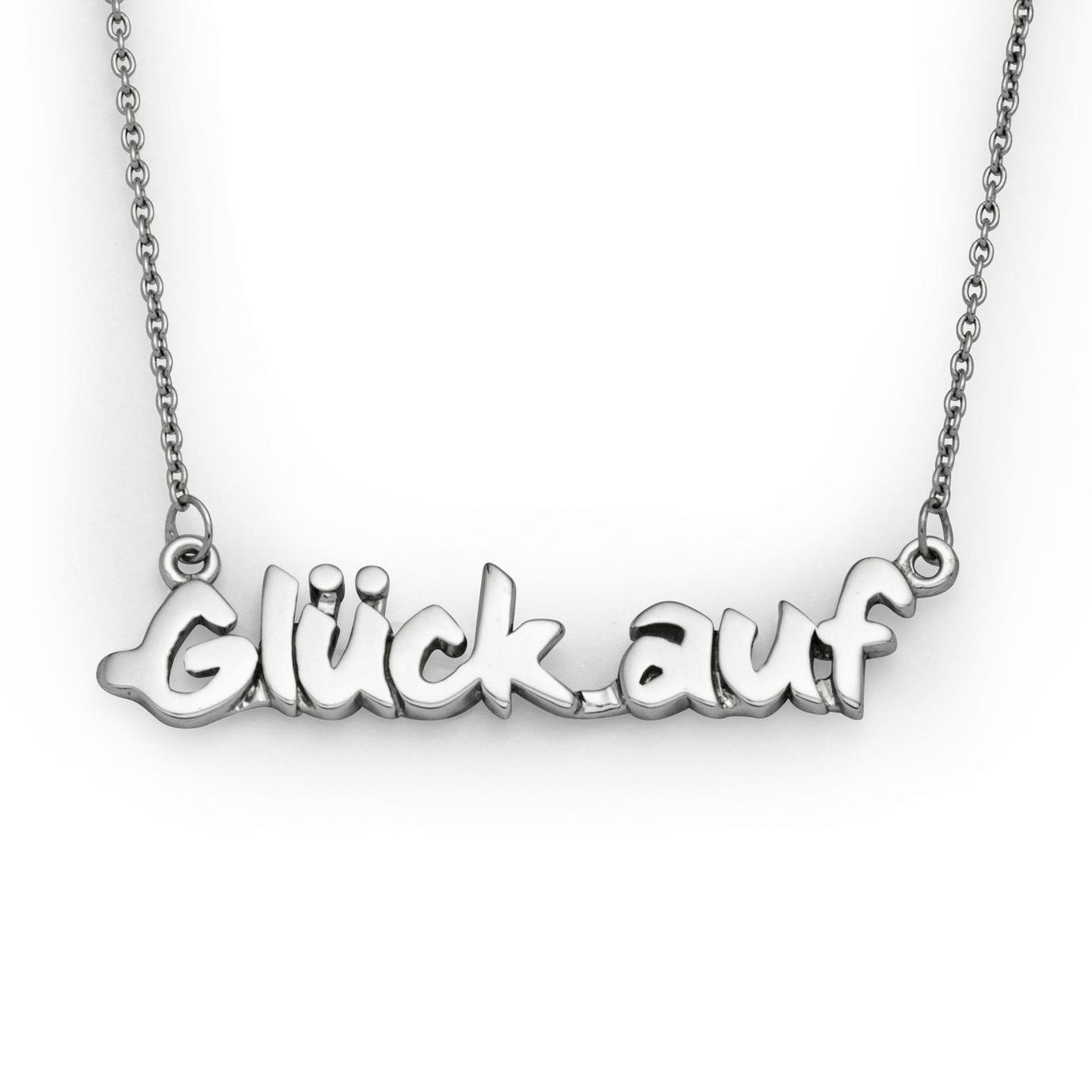 DUR Schmuck Kette GLÜCK AUF Silber 925/- rhod. ca 41cm + 4,5cm  (K2553) – Bild 1