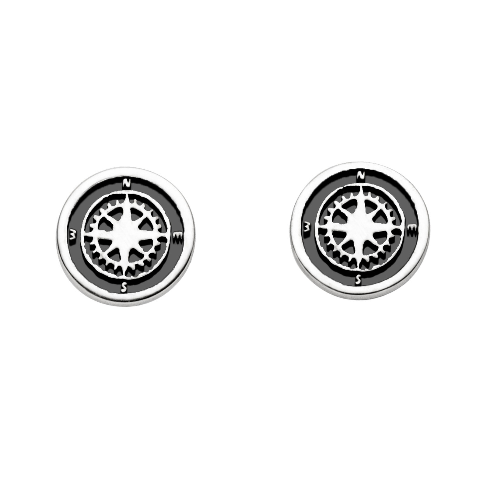 DUR Schmuck Ohrstecker KOMPASS, Silber 925/- dunkel rhod. (O5388) – Bild 1