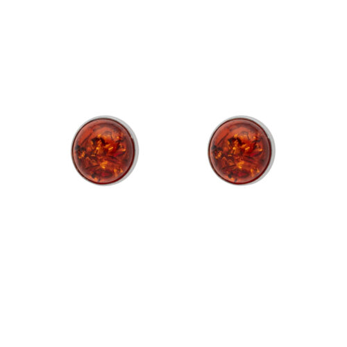 DUR Schmuck Ohrstecker BERNSTEIN 8mm, Silber 925/- rhod. (O5308)