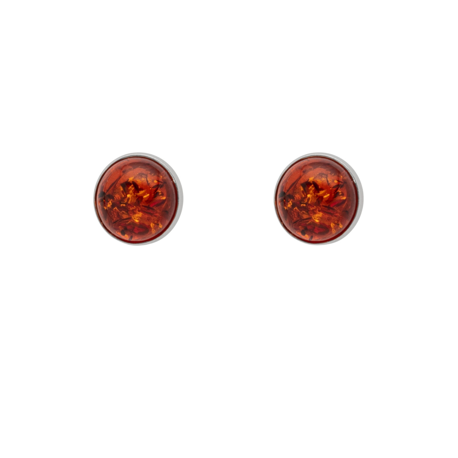 DUR Schmuck Ohrstecker BERNSTEIN 8mm, Silber 925/- rhod. (O5308) – Bild 1