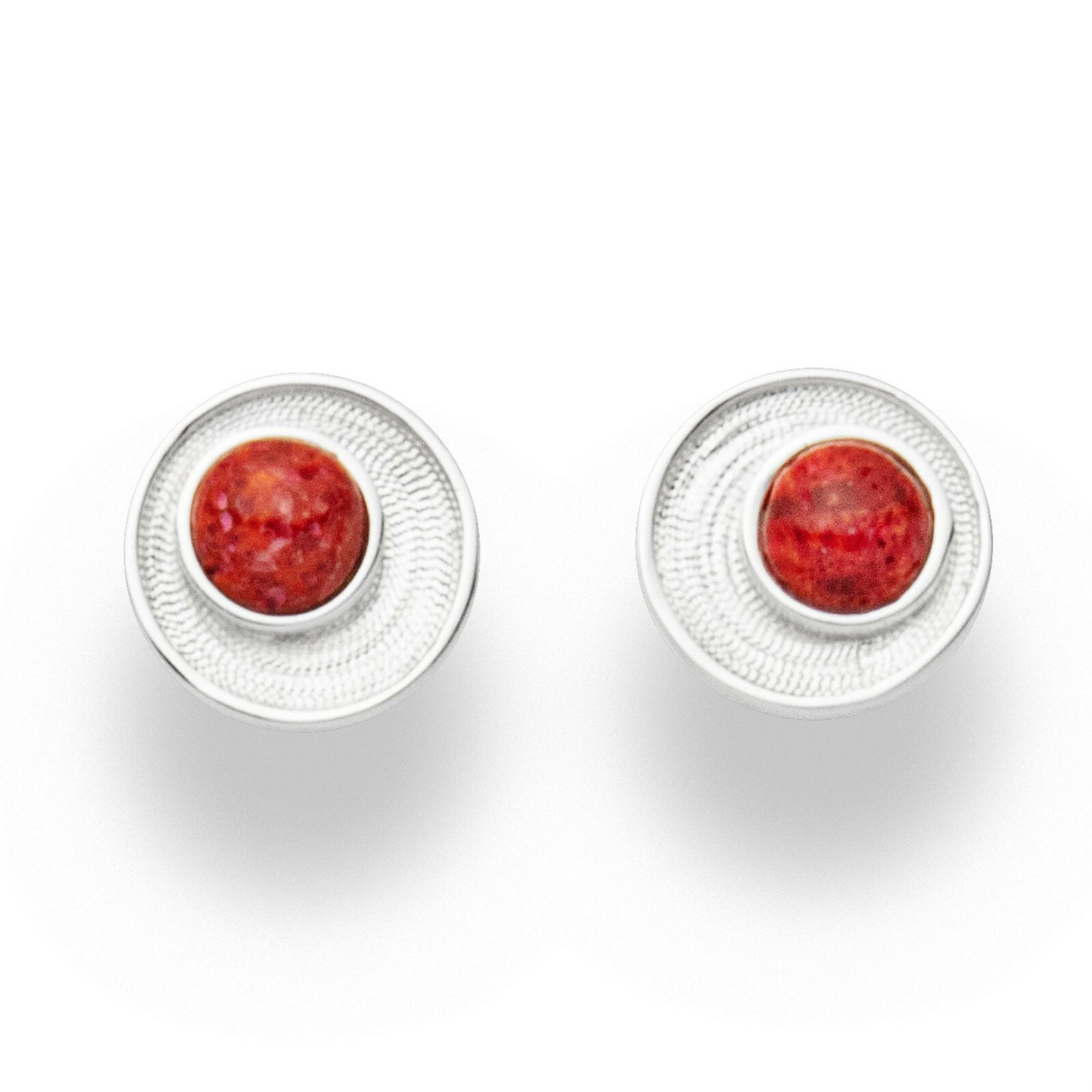 DUR Schmuck Ohrstecker FEUERSTRUDEL Koralle, Silber 925/- (O5144) – Bild 1