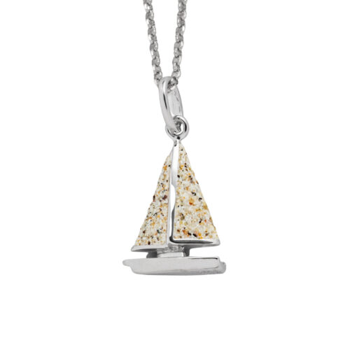DUR Schmuck Anhänger SEGELBOOT Strandsand, Silber 925/- rhod. (P4196)