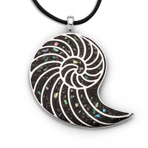 DUR Schmuck großer Anhänger NAUTILUS mit Mosaik-Seeopal Silber 925/- (P4090)