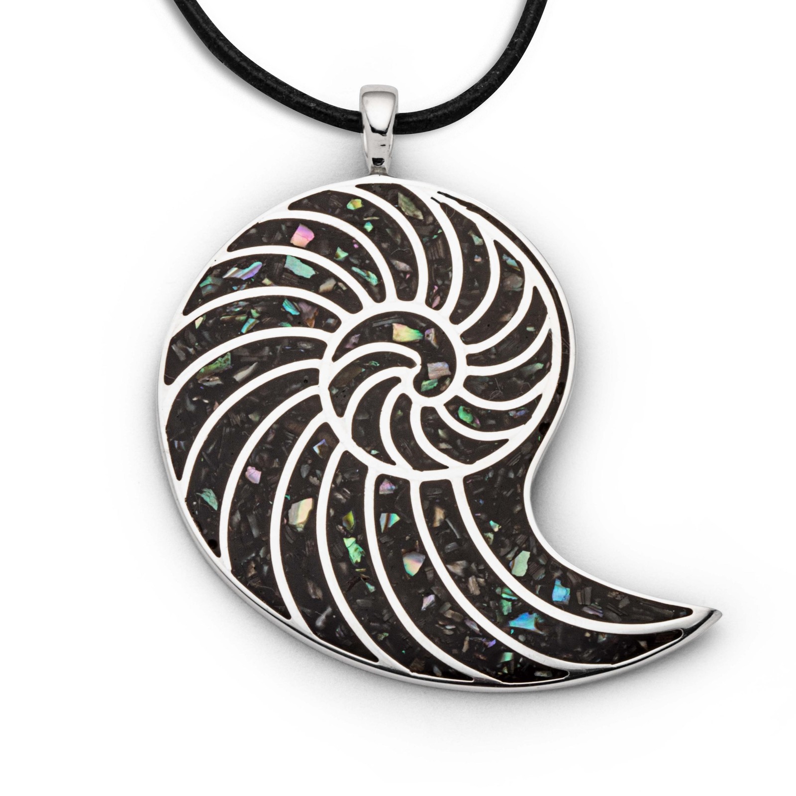 DUR Schmuck großer Anhänger NAUTILUS mit Mosaik-Seeopal Silber 925/- (P4090) – Bild 1