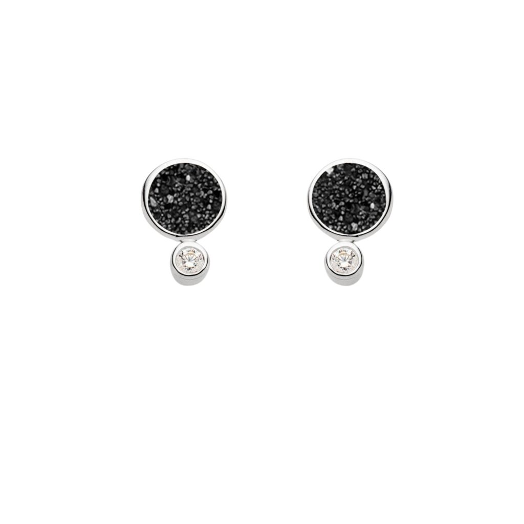 DUR Ohrstecker POLARSTERN 2.0 Lavasand, Zirkonia, Silber 925/- rhodiniert O5607