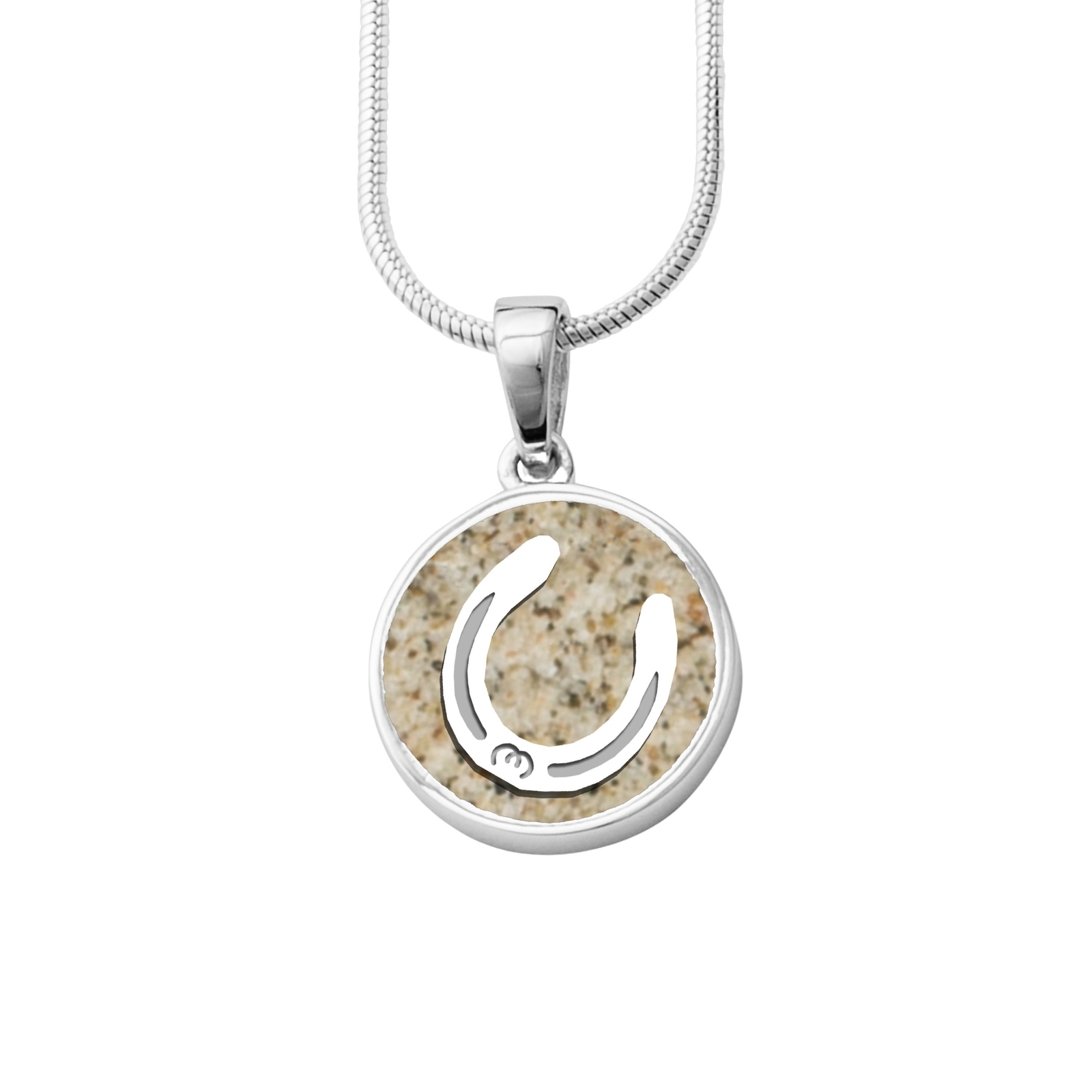 DUR Schmuck Anhänger HUFEISEN Strandsand Silber 925/- rhodinert (P4521) – Bild 1