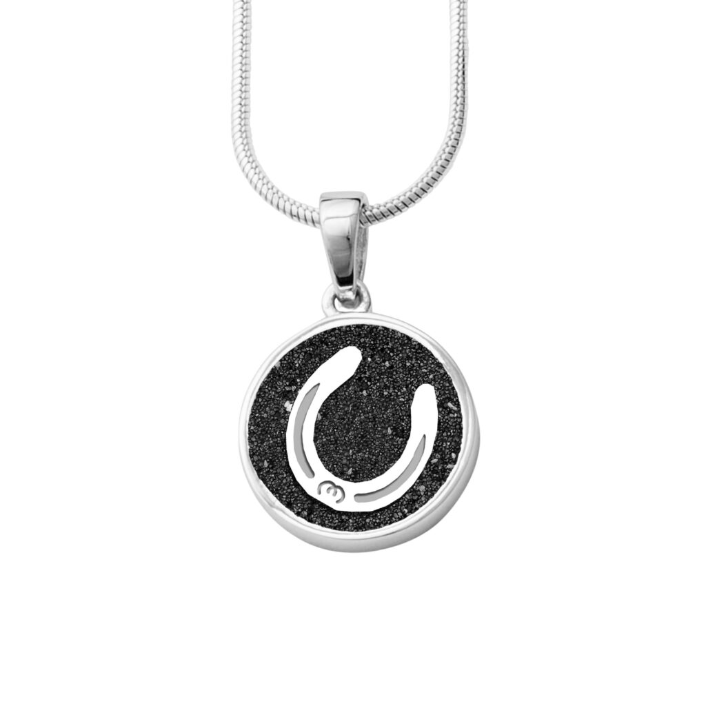 DUR Schmuck Anhänger HUFEISEN Lavasand Silber 925/- rhodinert (P4522)