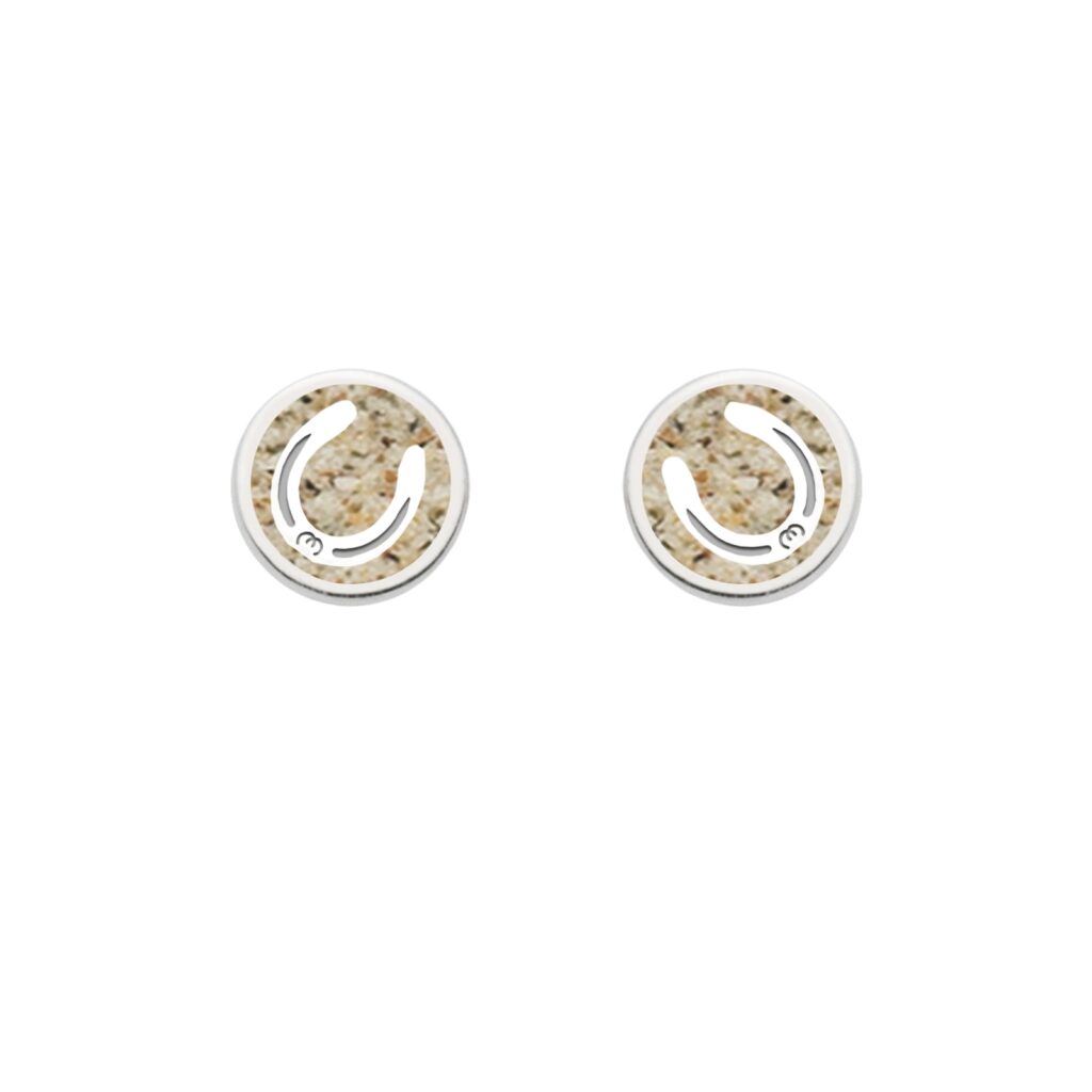 DUR Schmuck Ohrstecker HUFEISEN Strandsand Silber 925/- rhodiniert (O5506)