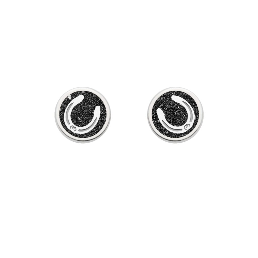 DUR Schmuck Ohrstecker HUFEISEN Lavasand Silber 925/- rhodiniert (O5507)