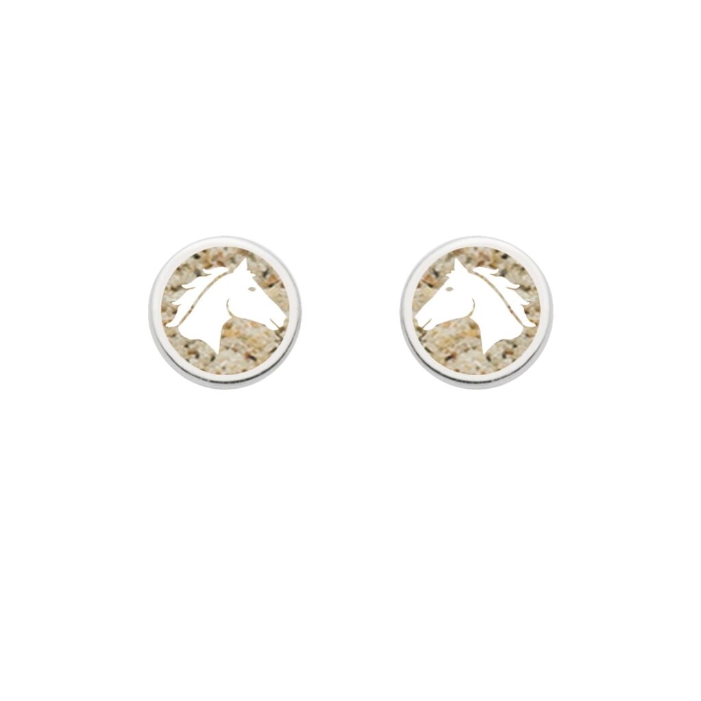 DUR Schmuck Ohrstecker PFERDEGLÜCK Strandsand Silber 925/- rhodiniert (O5503)