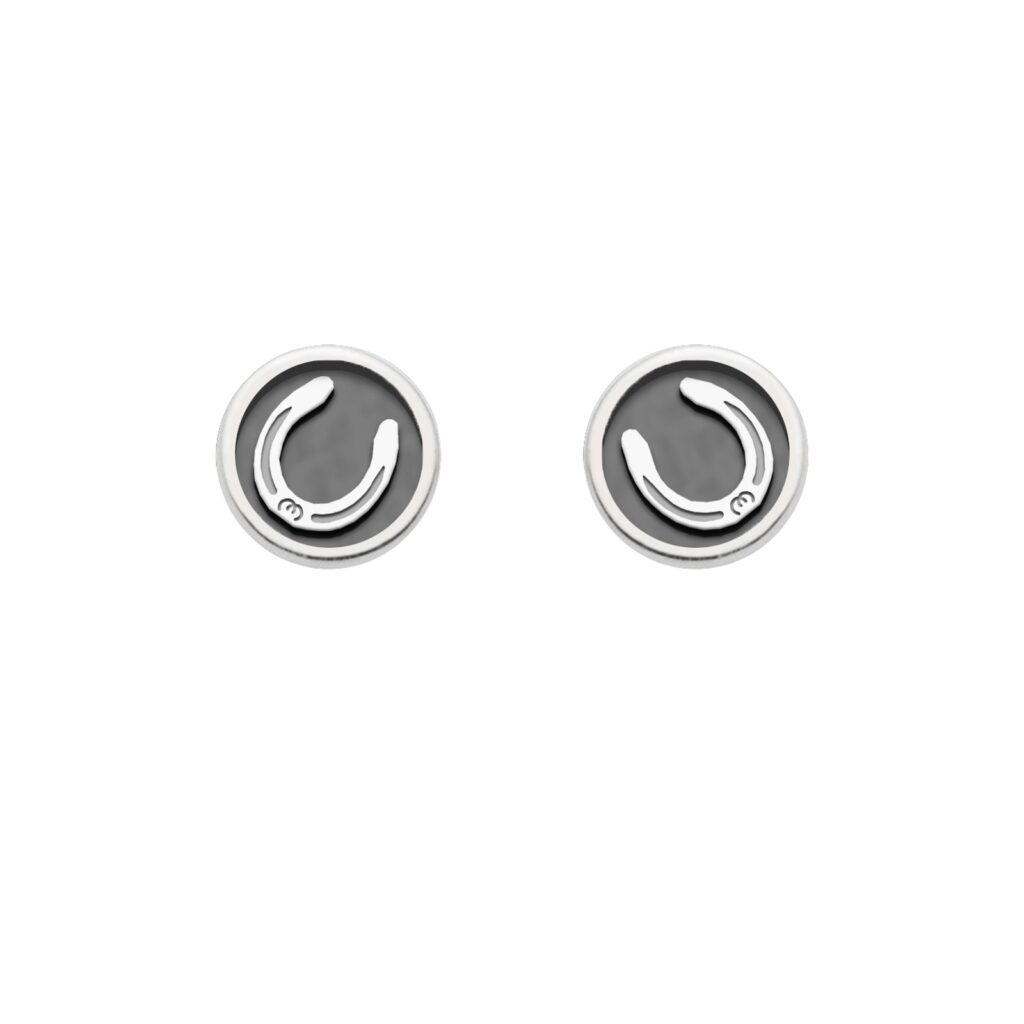 DUR Schmuck Ohrstecker HUFEISEN dunkel Silber 925/- rhodiniert (O5508)