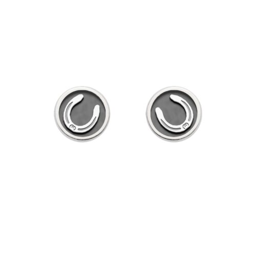 DUR Schmuck Ohrstecker HUFEISEN dunkel Silber 925/- rhodiniert (O5508)