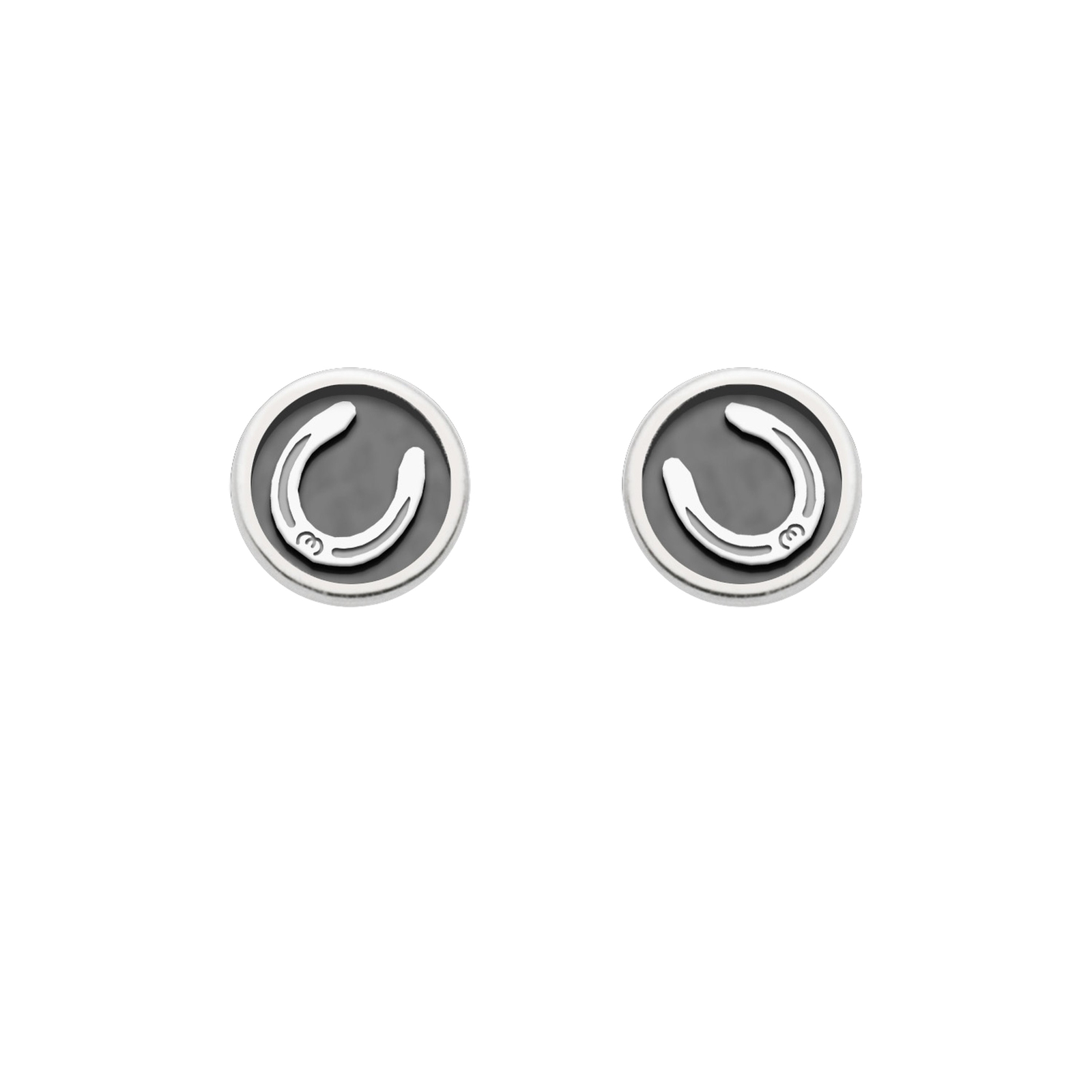 DUR Schmuck Ohrstecker HUFEISEN dunkel Silber 925/- rhodiniert (O5508) – Bild 1