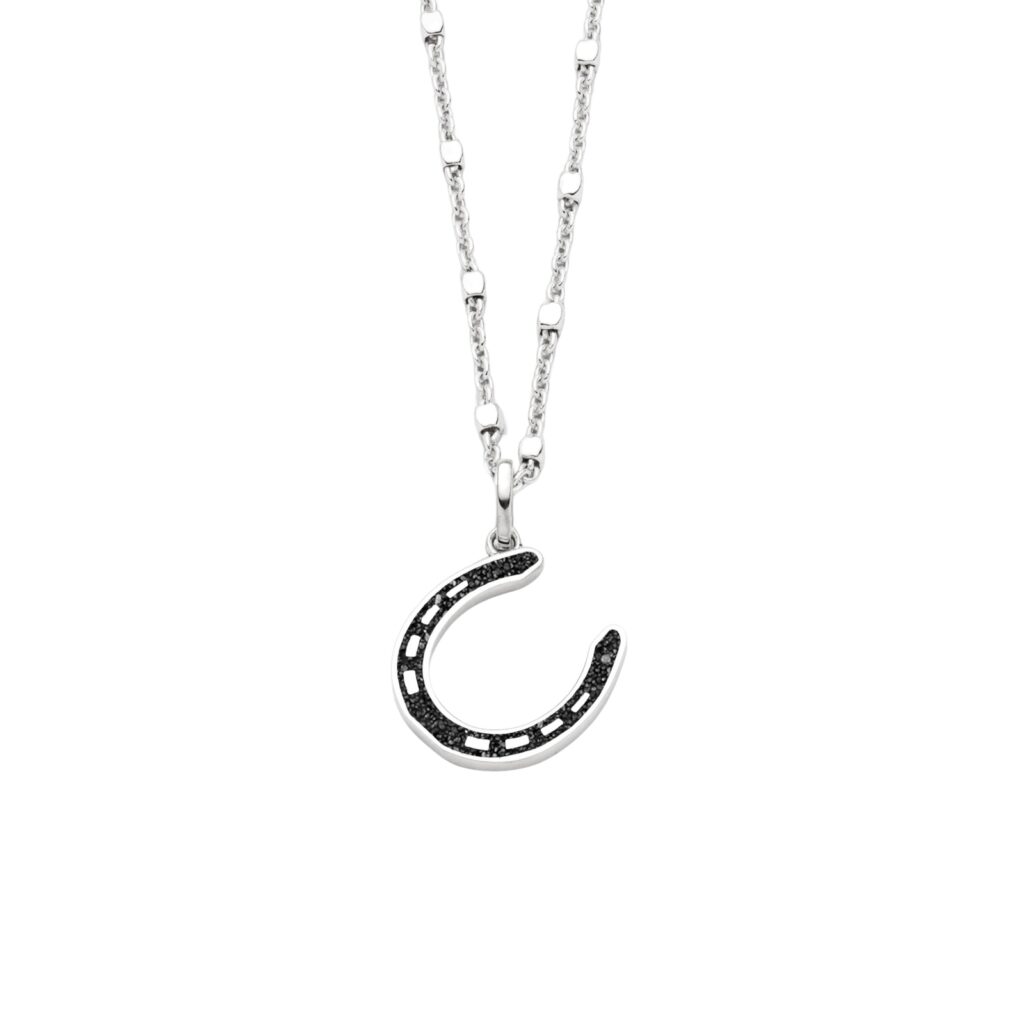DUR Schmuck Anhänger HUFEISEN Lavasand Silber 925/- rhodinert (P4525)