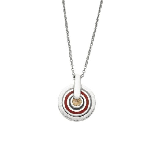 DUR Kette ROTER PIRAT Korallengranulat & Strandsand Silber 925/-rhod. 42cm K2661